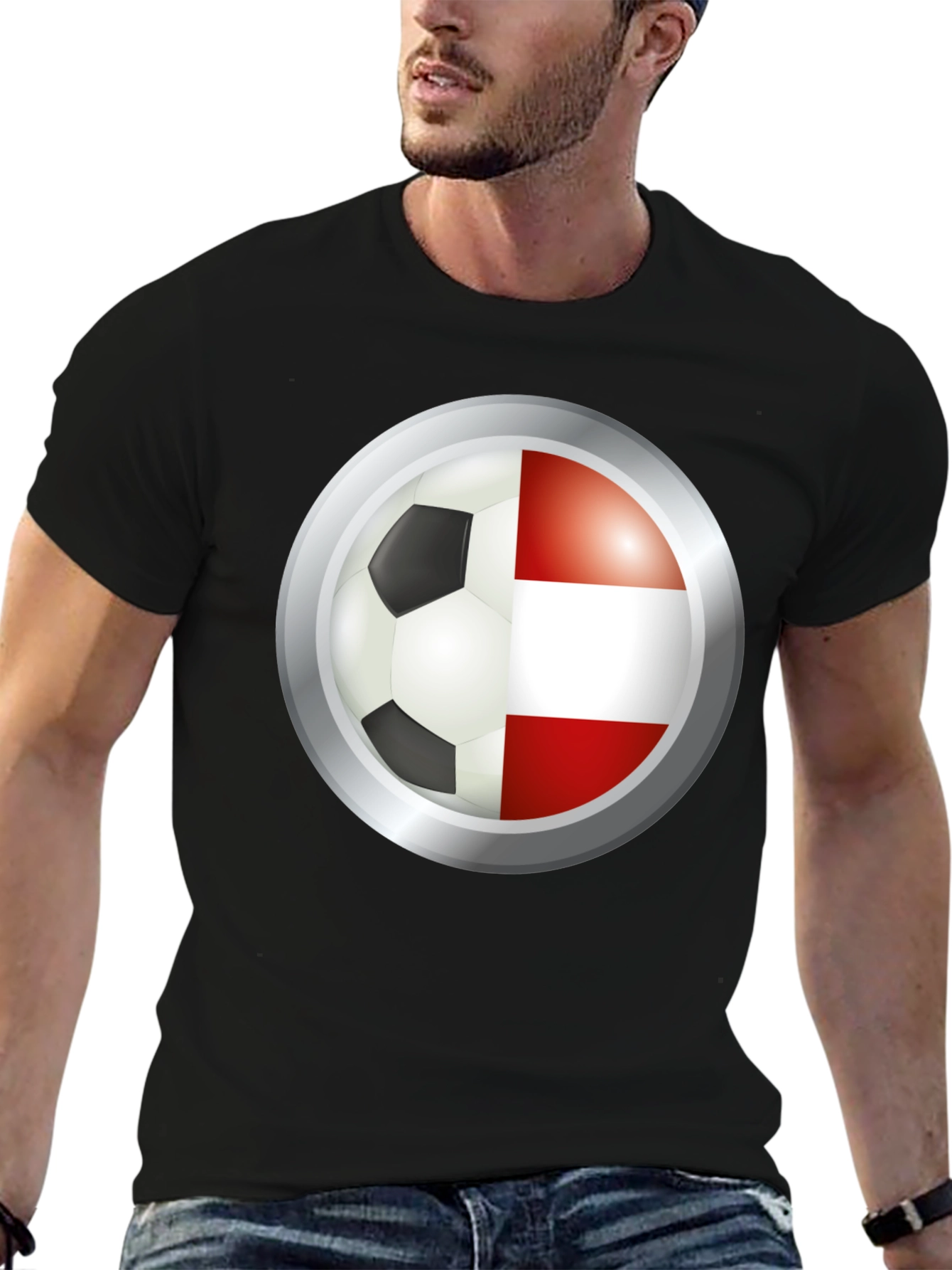 Austria Soccer Flag T-Shirt - Black