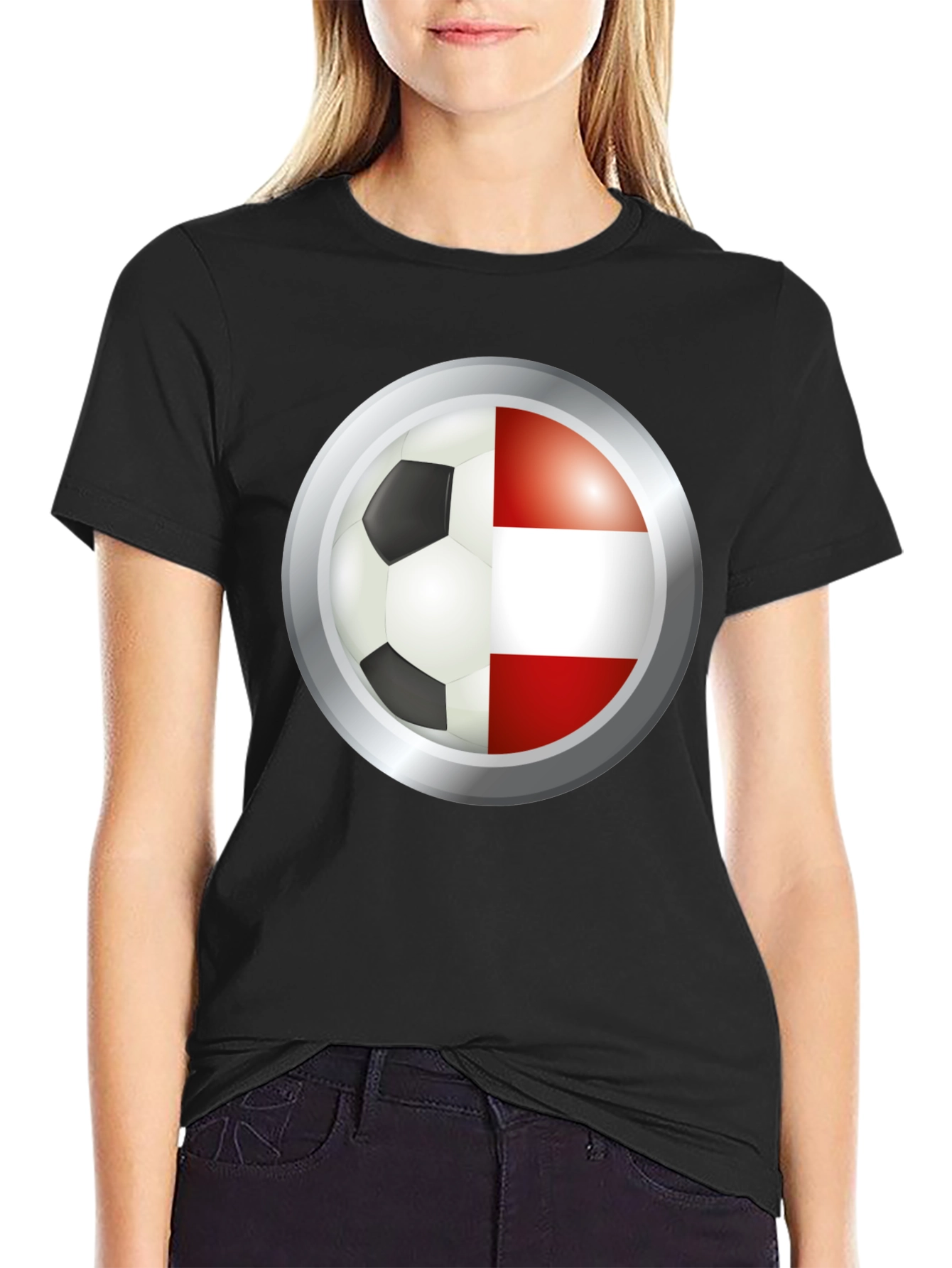 Austria Soccer Flag T-Shirt - Black