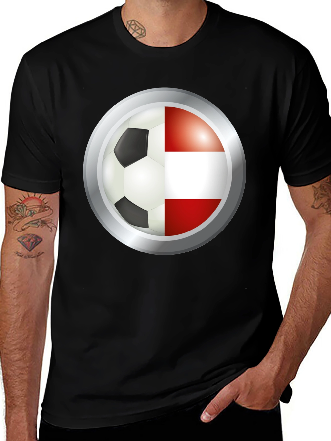 Austria Soccer Flag T-Shirt - Black