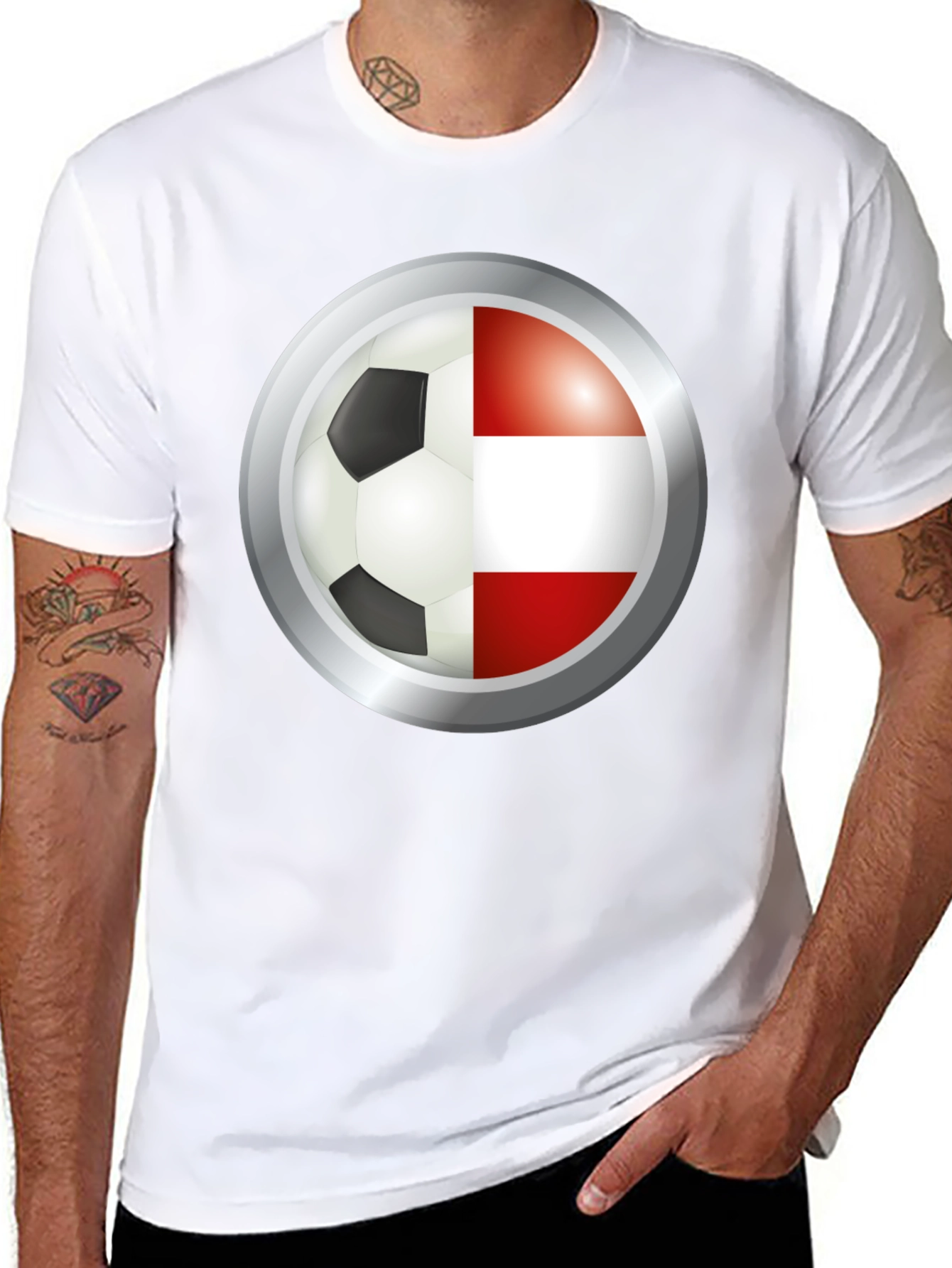 Austria Soccer Flag T-Shirt - Black