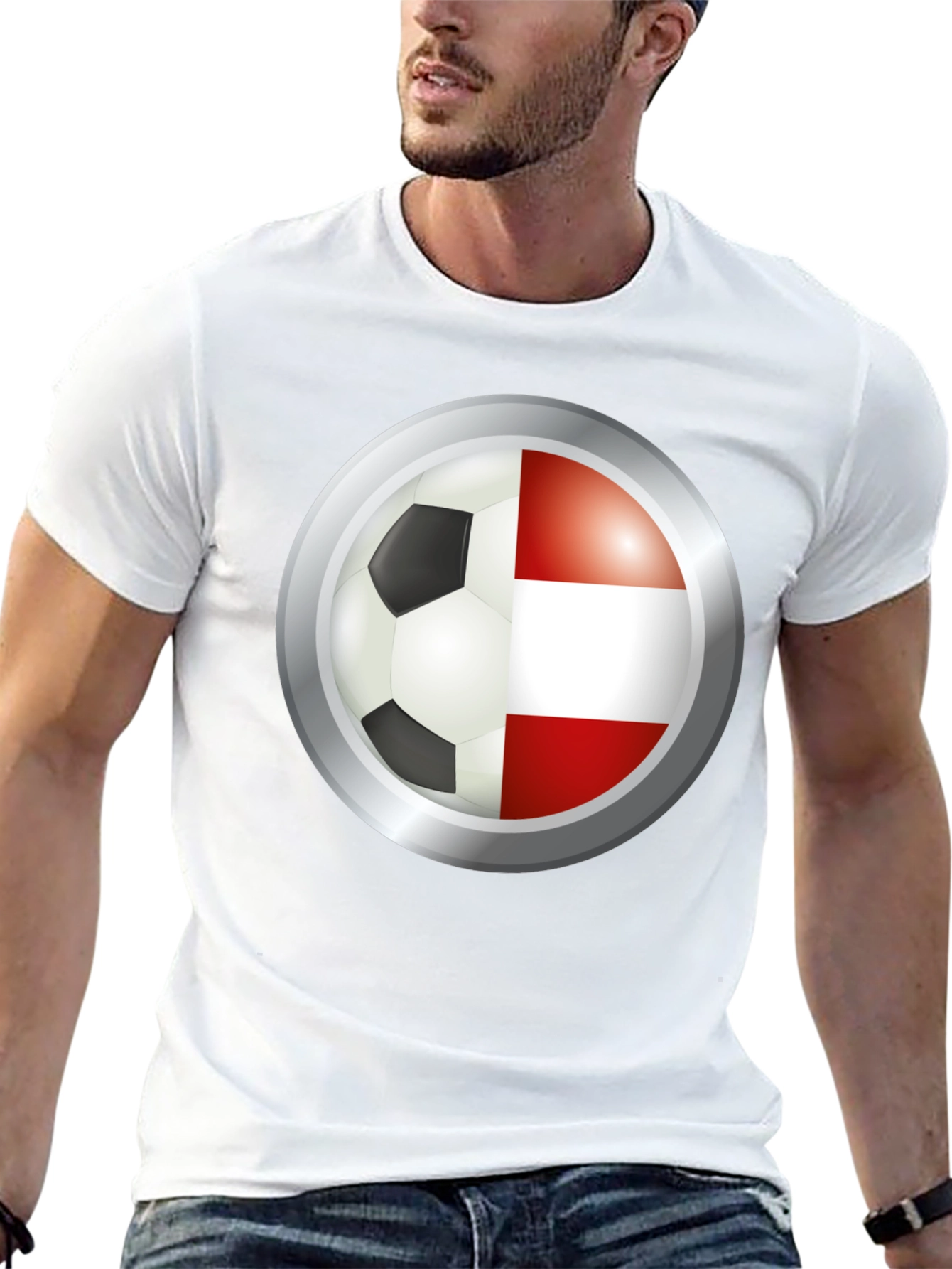 Austria Soccer Flag T-Shirt - Black