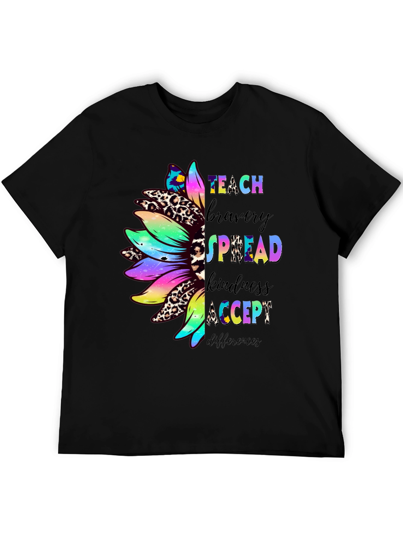 Teach Bravery Kindness Sunflower Graphic Tee