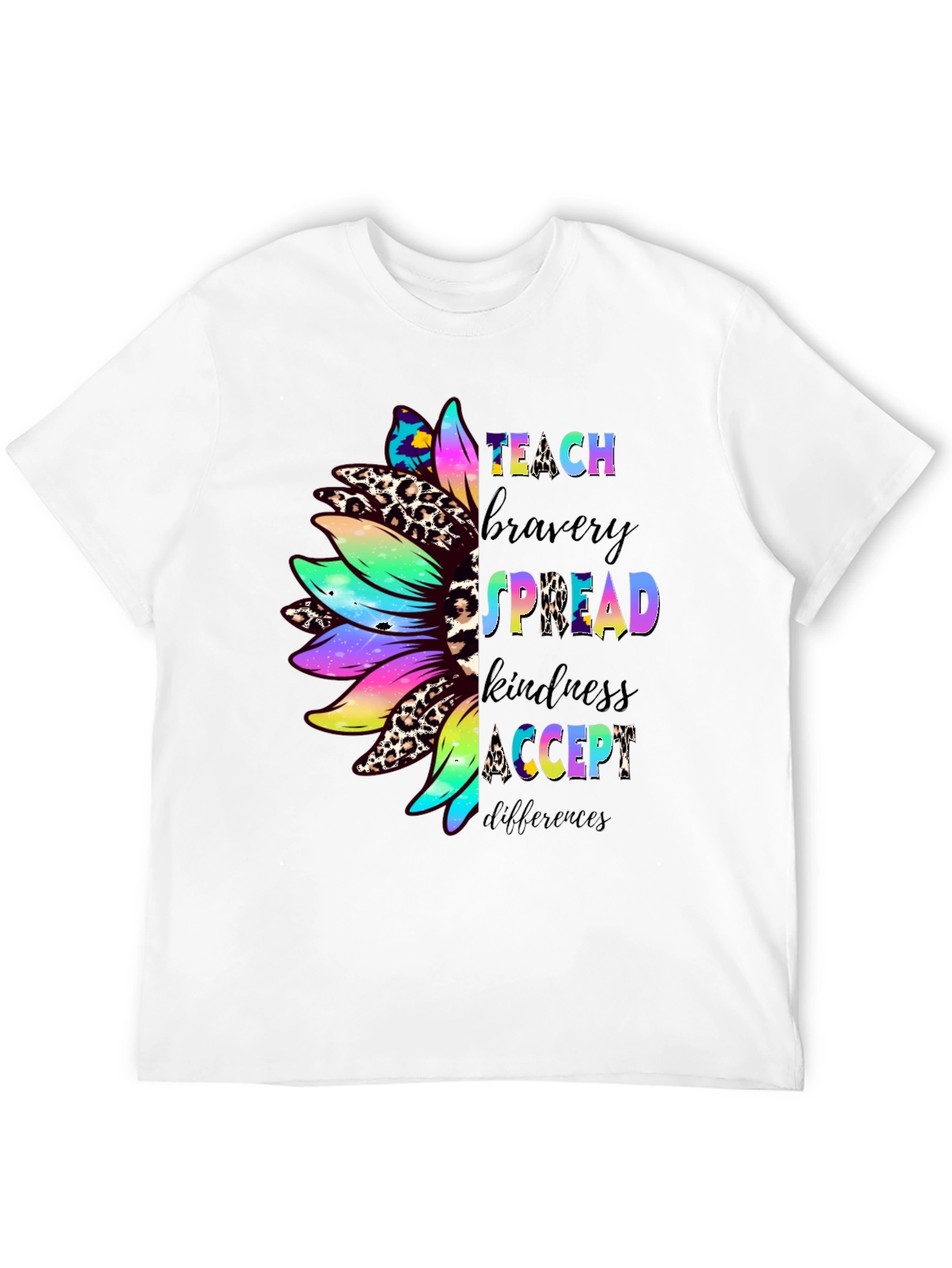 Teach Bravery Kindness Sunflower Graphic Tee