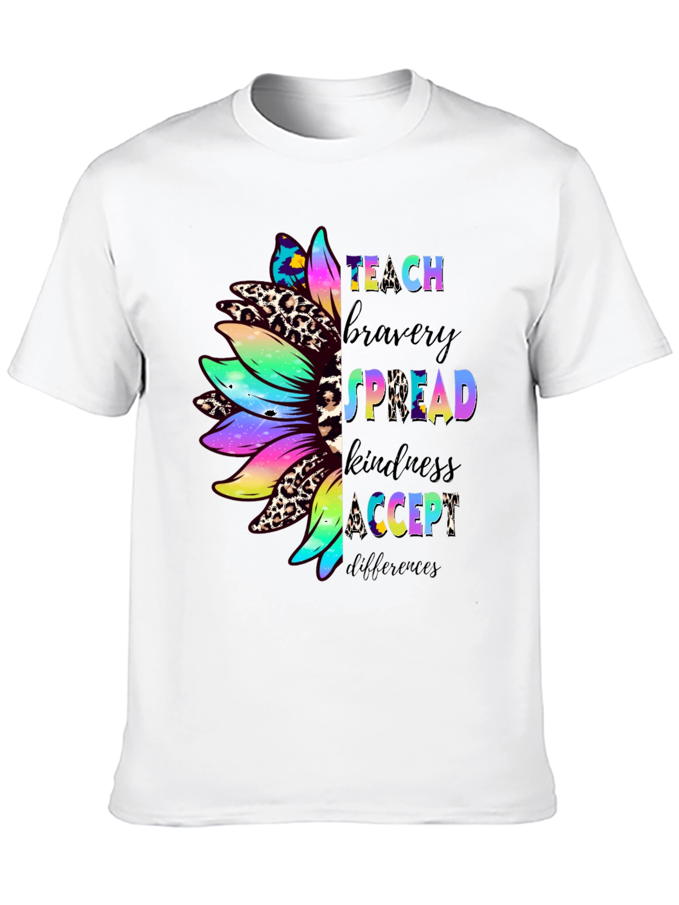 Teach Bravery Kindness Sunflower Graphic Tee
