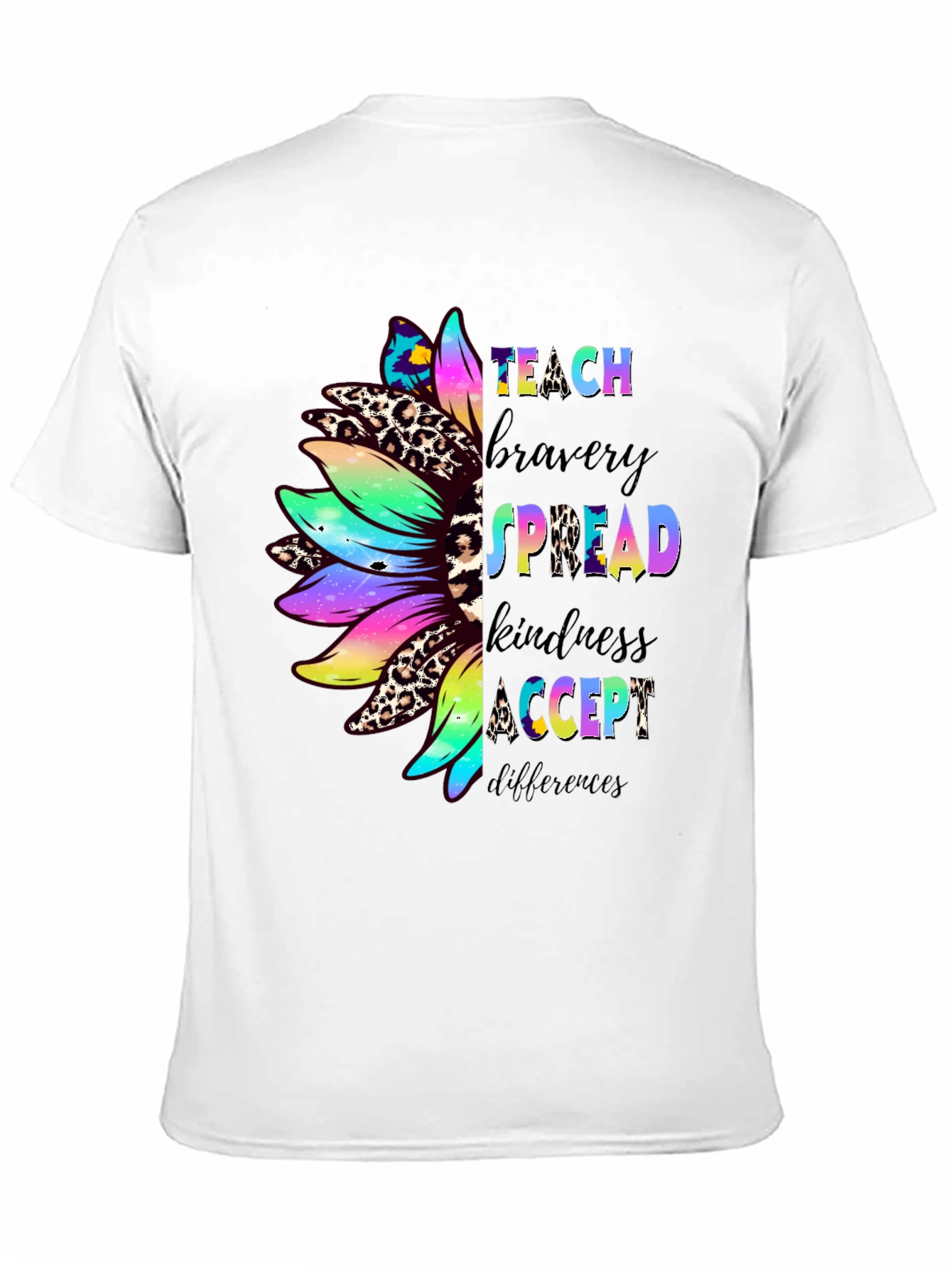 Teach Bravery Kindness Sunflower Graphic Tee