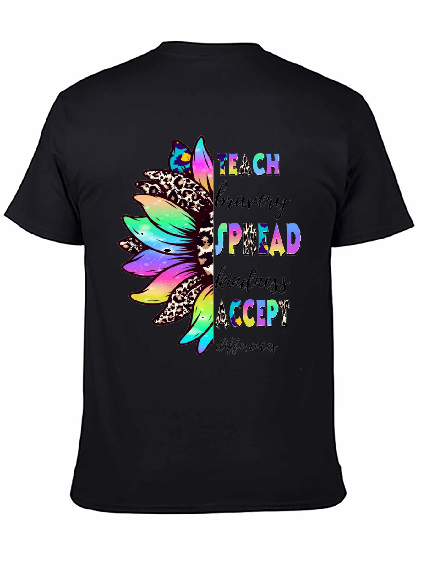 Teach Bravery Kindness Sunflower Graphic Tee