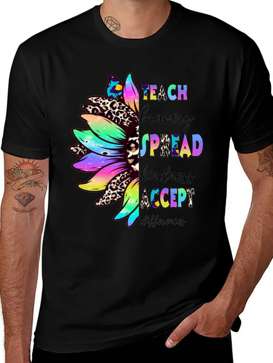 Teach Bravery Kindness Sunflower Graphic Tee