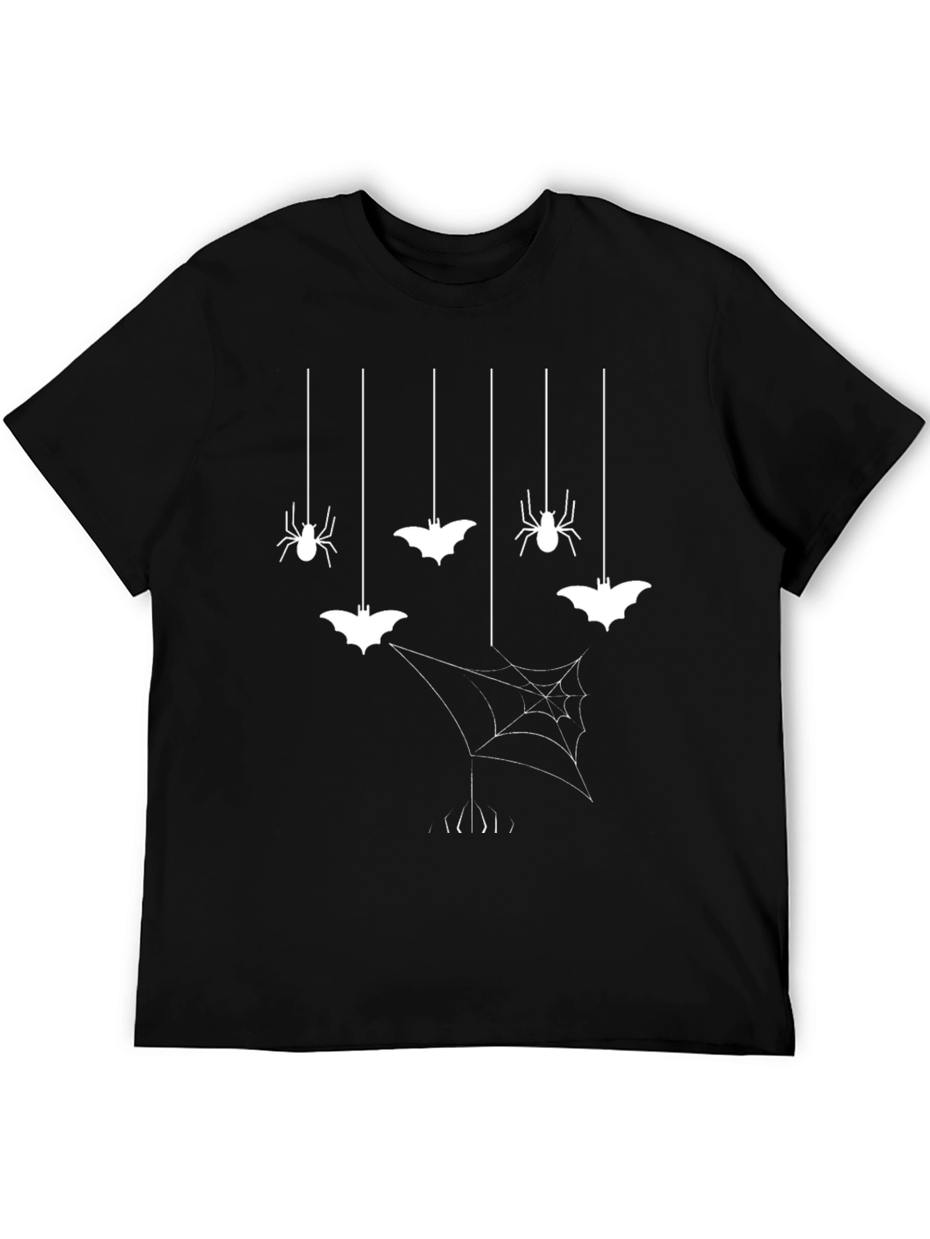 Halloween Spider & Bat Graphic Tee - Black