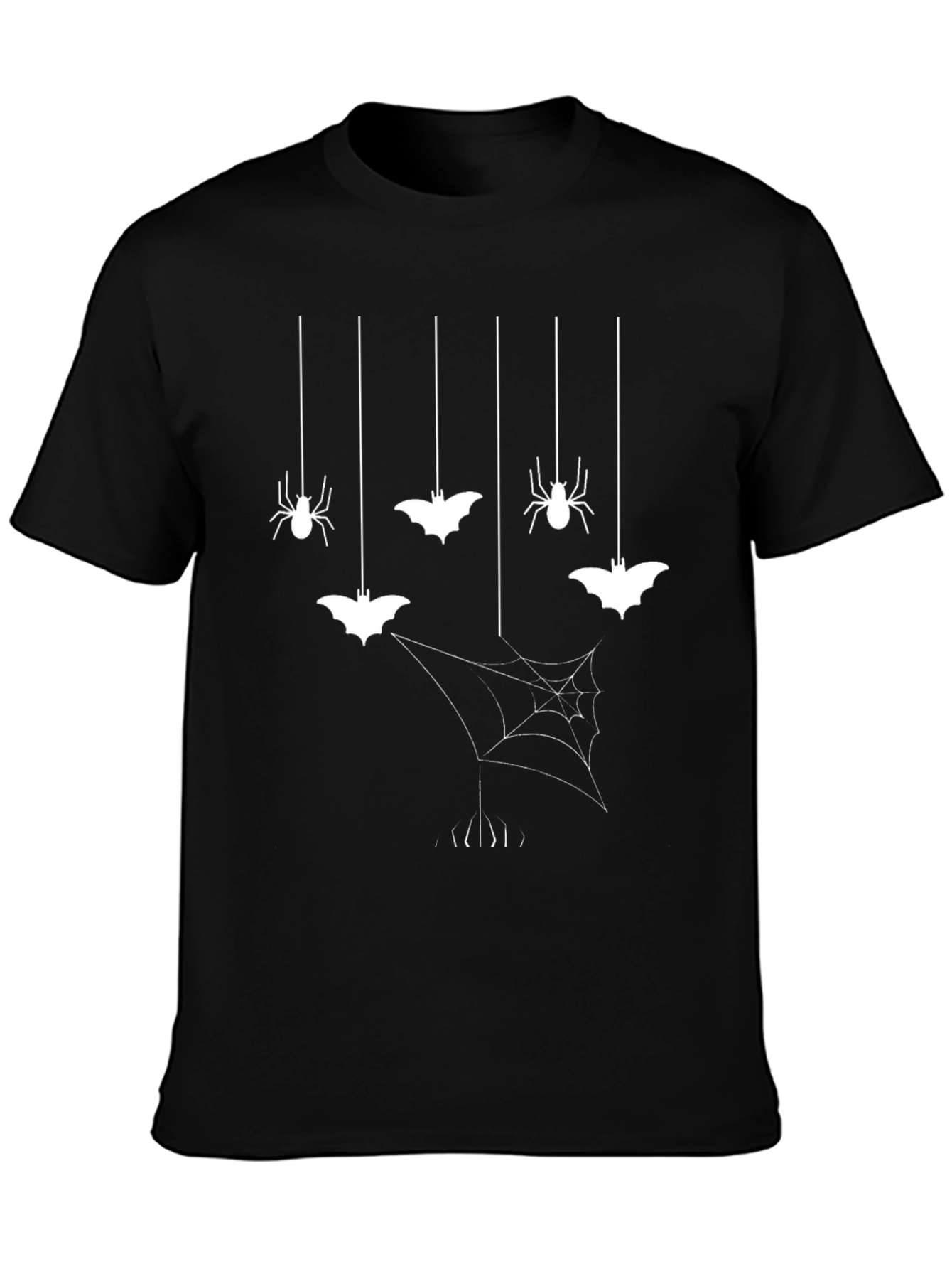 Halloween Spider & Bat Graphic Tee - Black