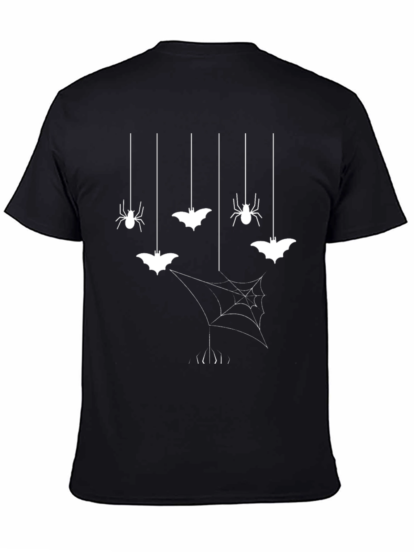 Halloween Spider & Bat Graphic Tee - Black