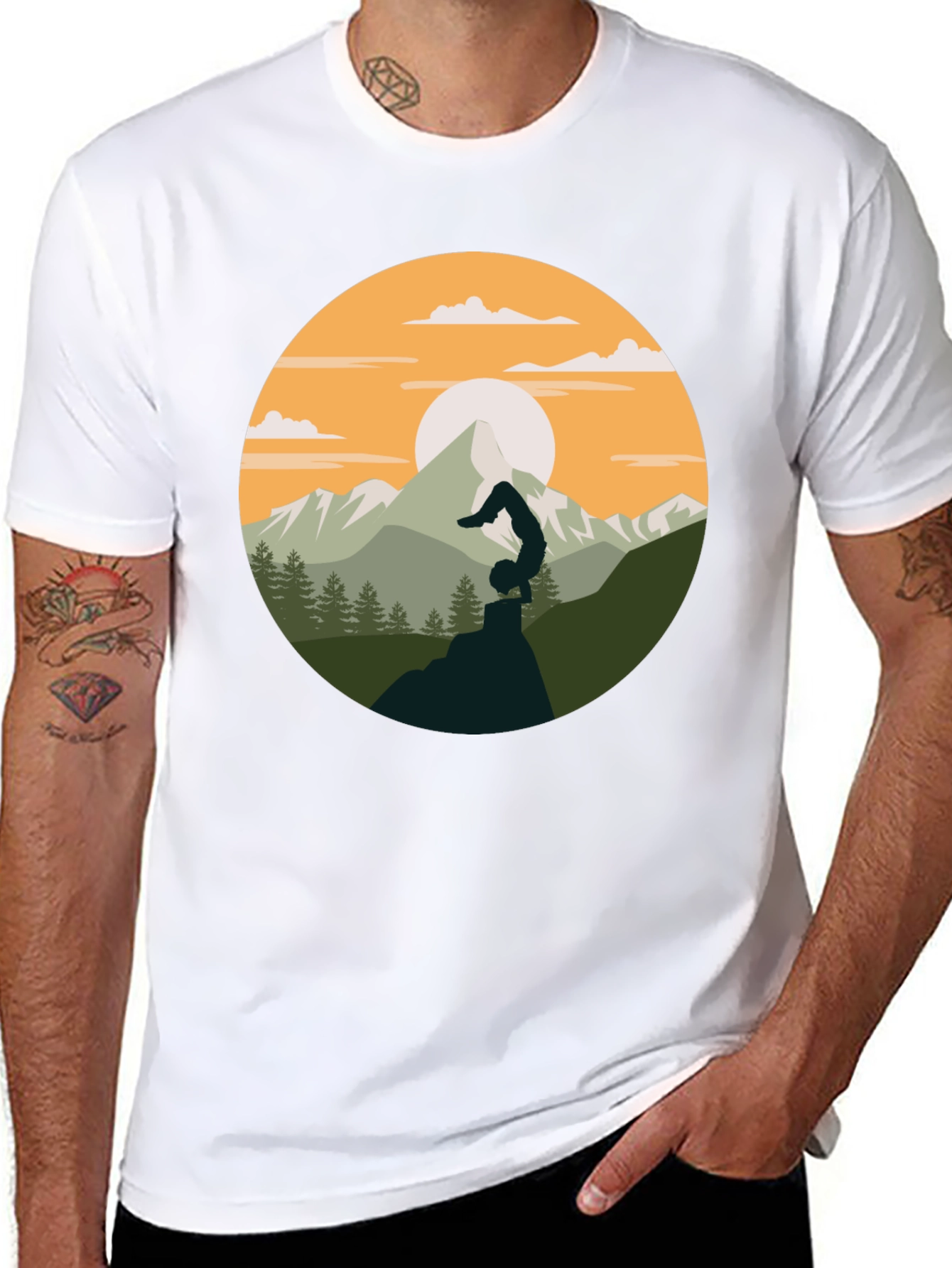 Yoga Mountain Graphic Tee - Black