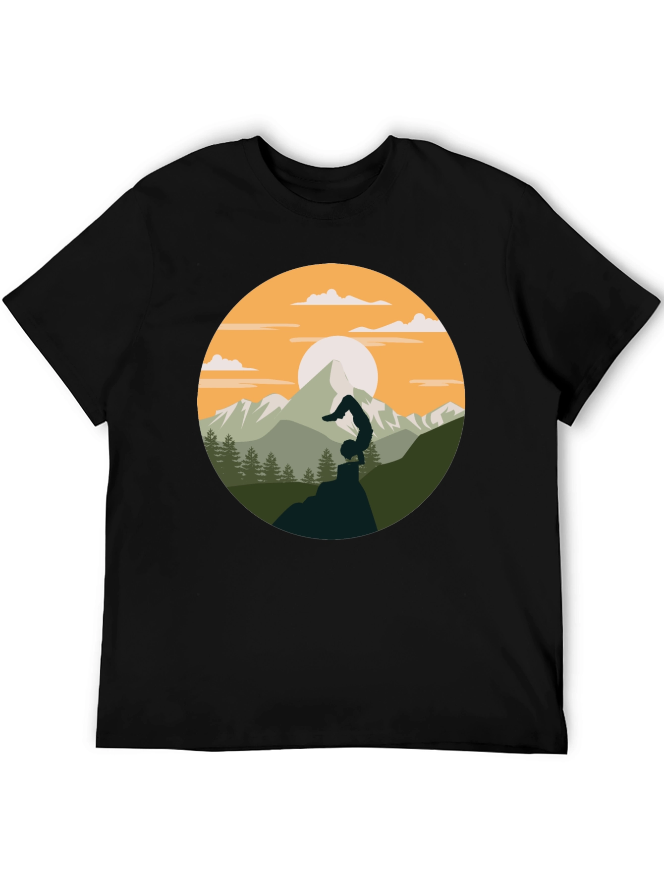 Yoga Mountain Graphic Tee - Black