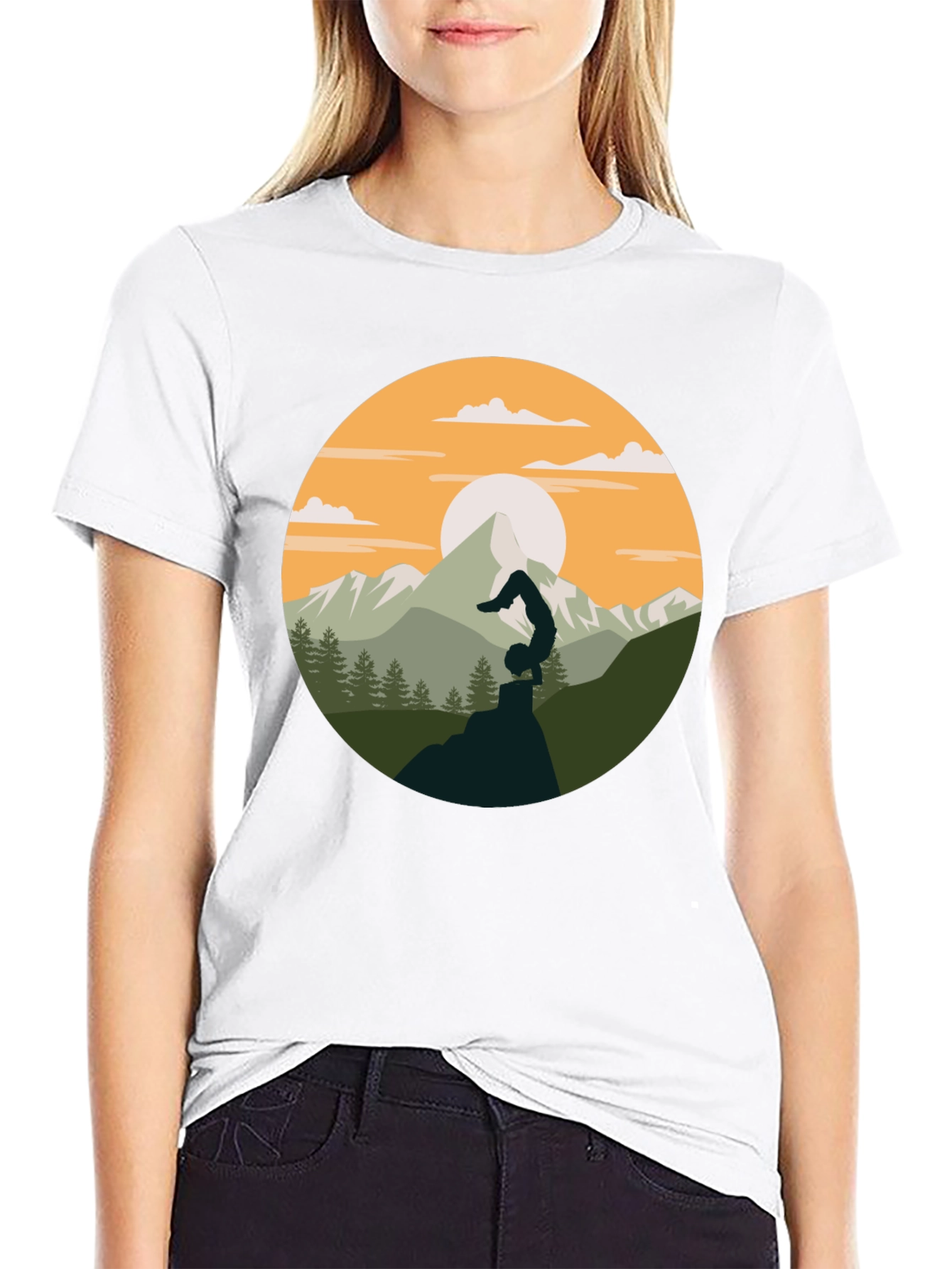 Yoga Mountain Graphic Tee - Black