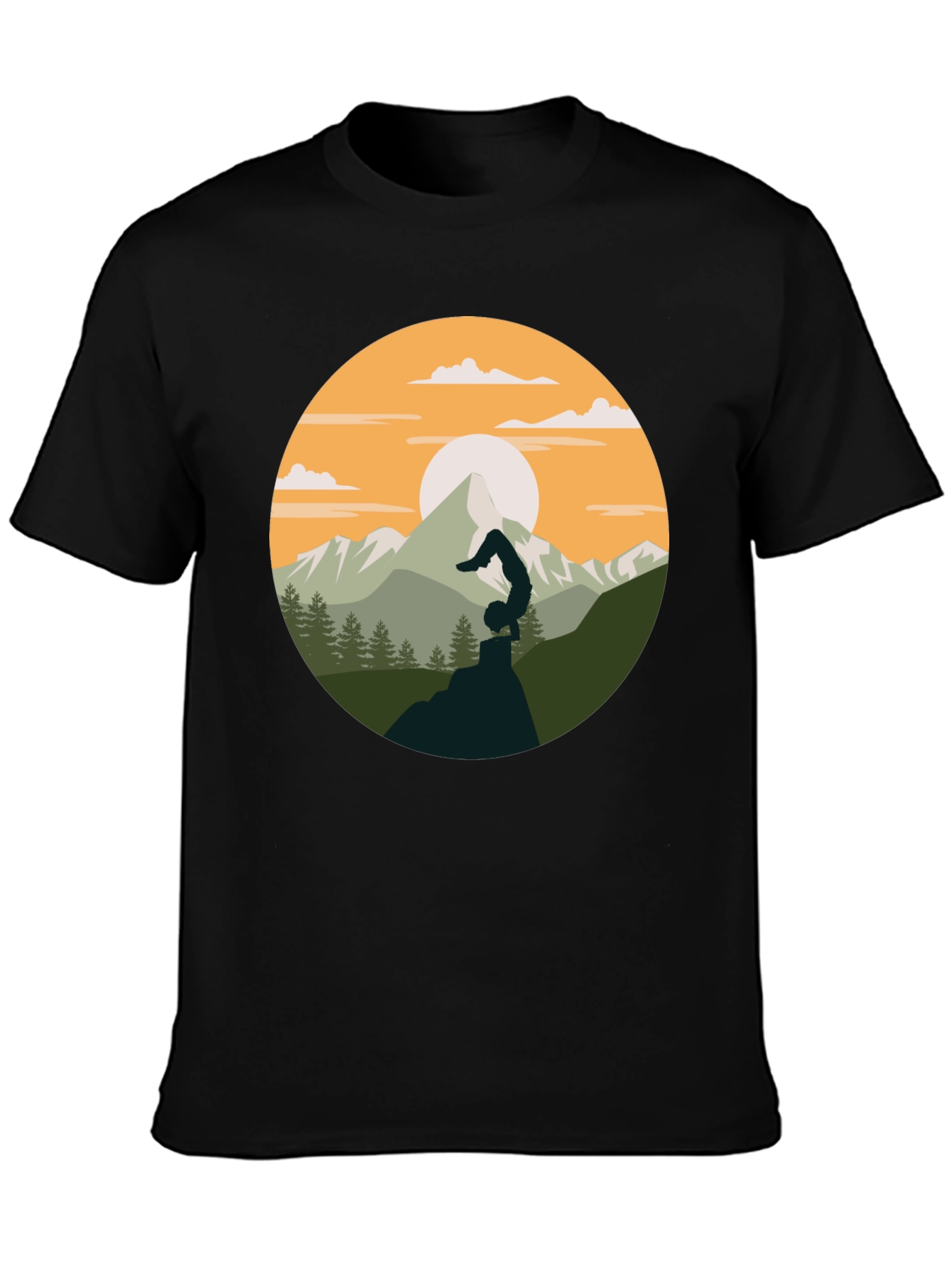 Yoga Mountain Graphic Tee - Black