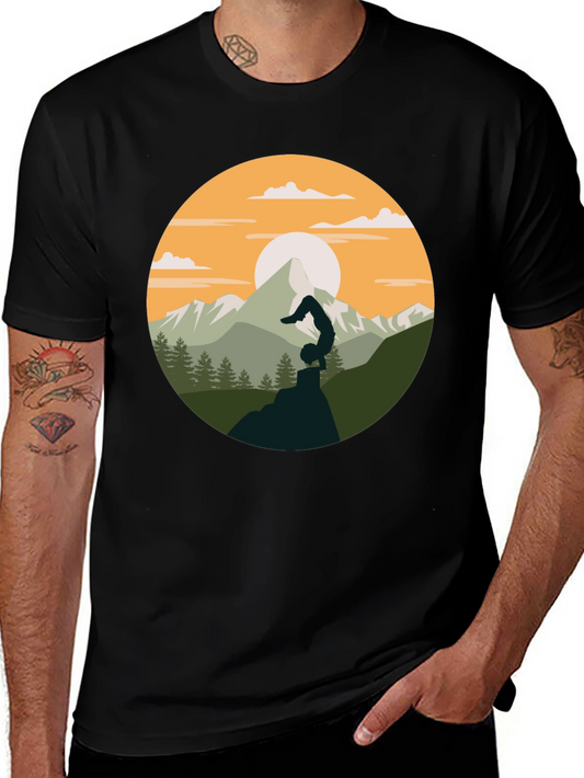 Yoga Mountain Graphic Tee - Black