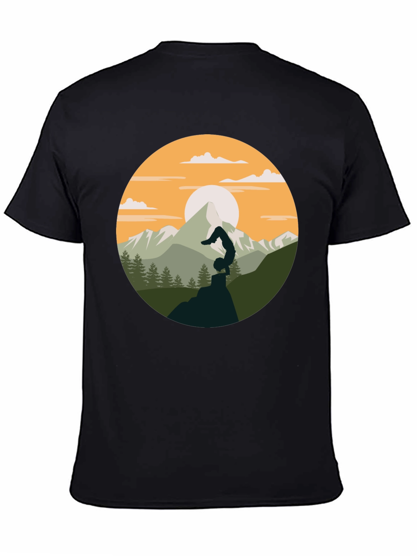 Yoga Mountain Graphic Tee - Black