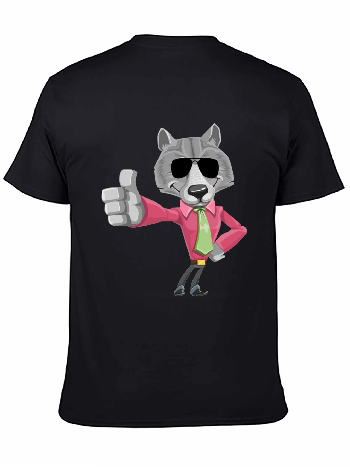 Cool Wolf Graphic Tee - Black Cotton T-Shirt