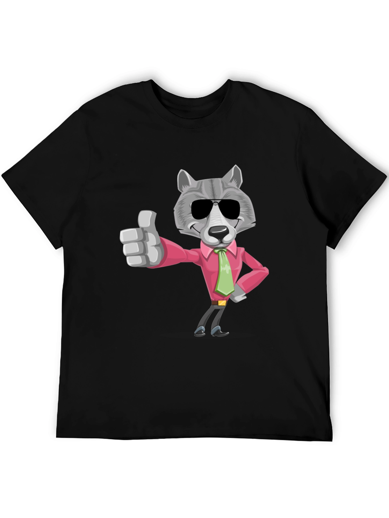 Cool Wolf Graphic Tee - Black Cotton T-Shirt