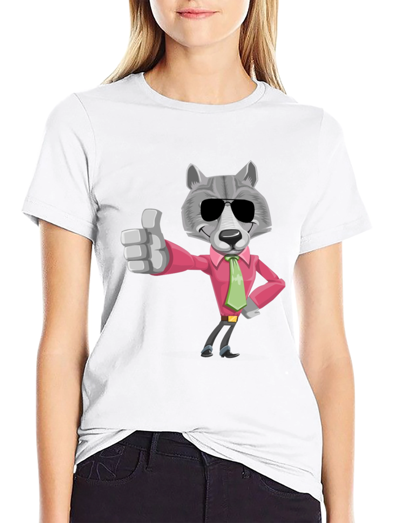 Cool Wolf Graphic Tee - Black Cotton T-Shirt