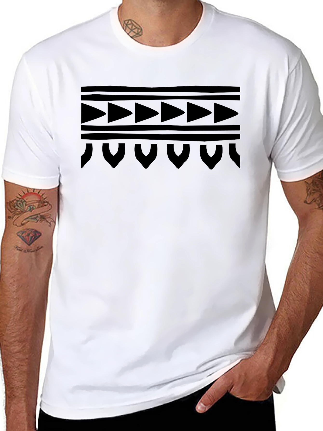 Black Tribal Patterned T-Shirt