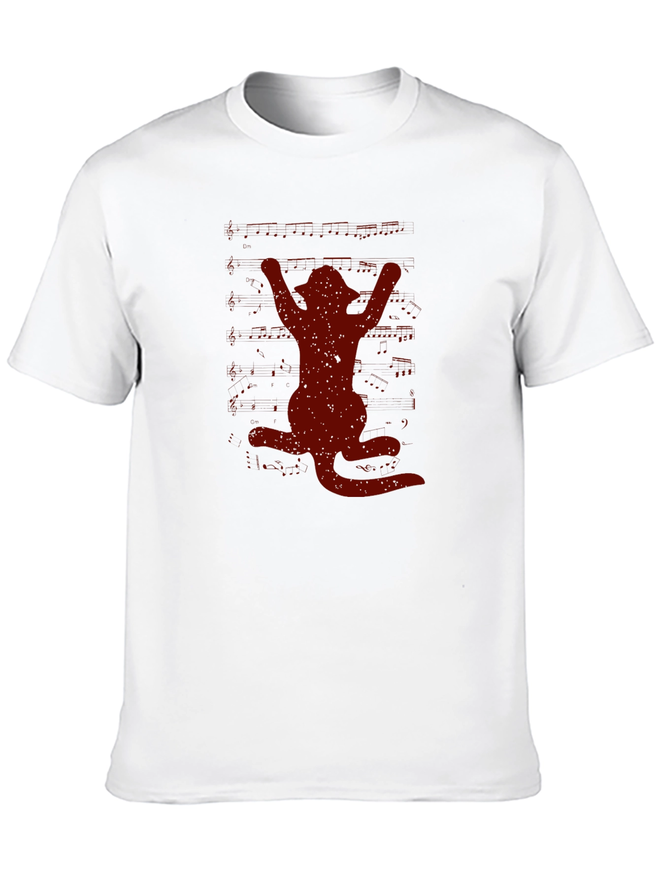 Cat Silhouette Graphic Tee - Black Crew Neck