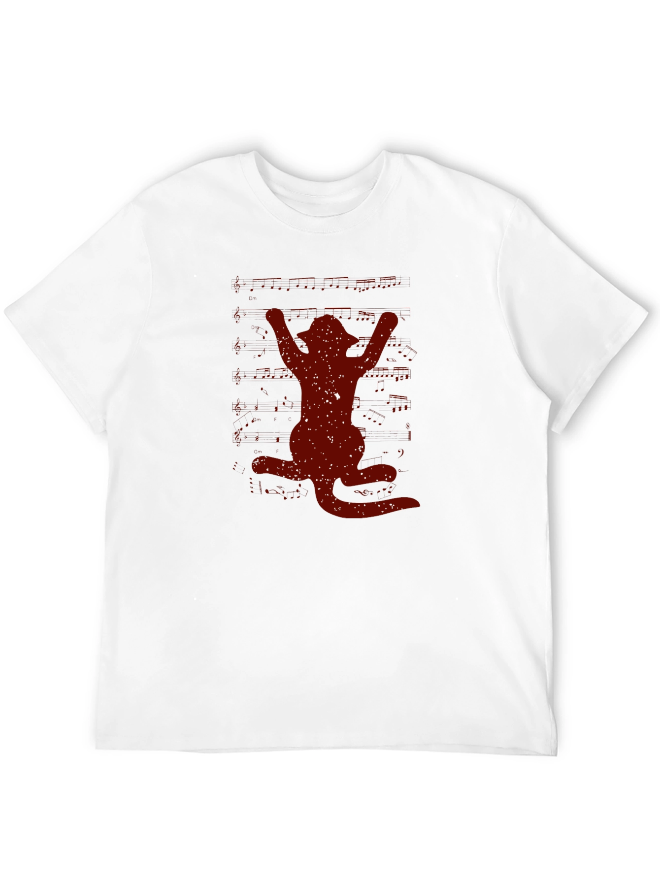 Cat Silhouette Graphic Tee - Black Crew Neck