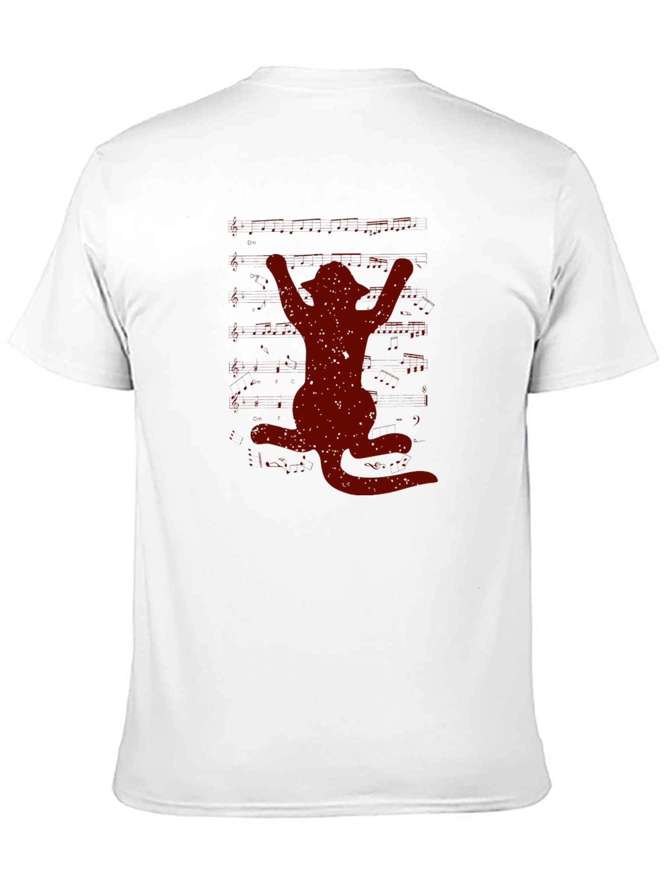 Cat Silhouette Graphic Tee - Black Crew Neck