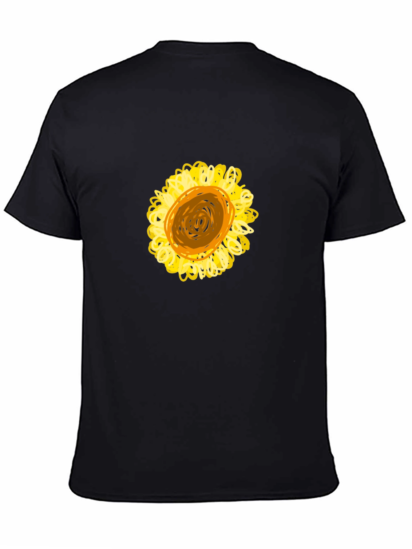 Black T-Shirt with Sunflower Graphic