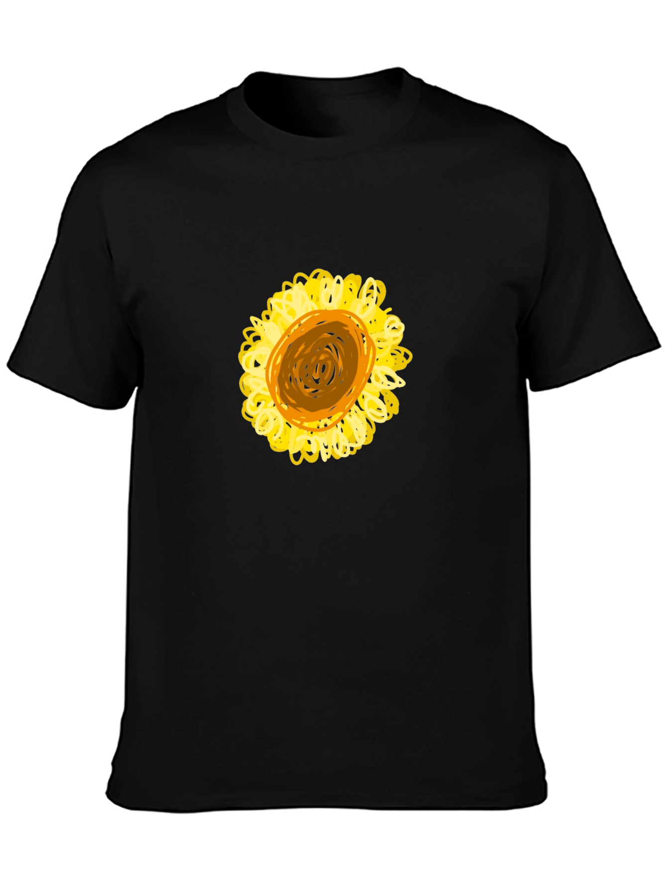 Black T-Shirt with Sunflower Graphic