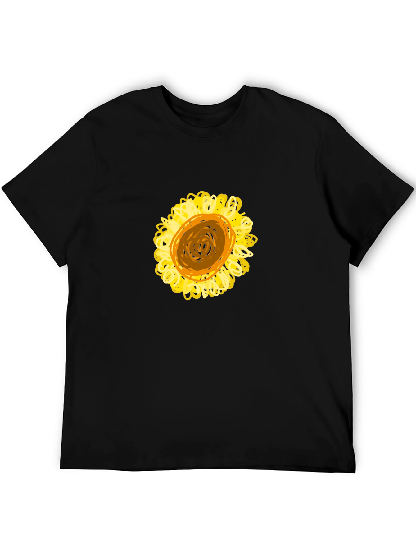 Black T-Shirt with Sunflower Graphic