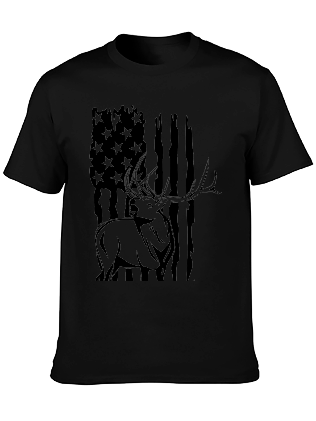American Flag Elk Graphic T-Shirt