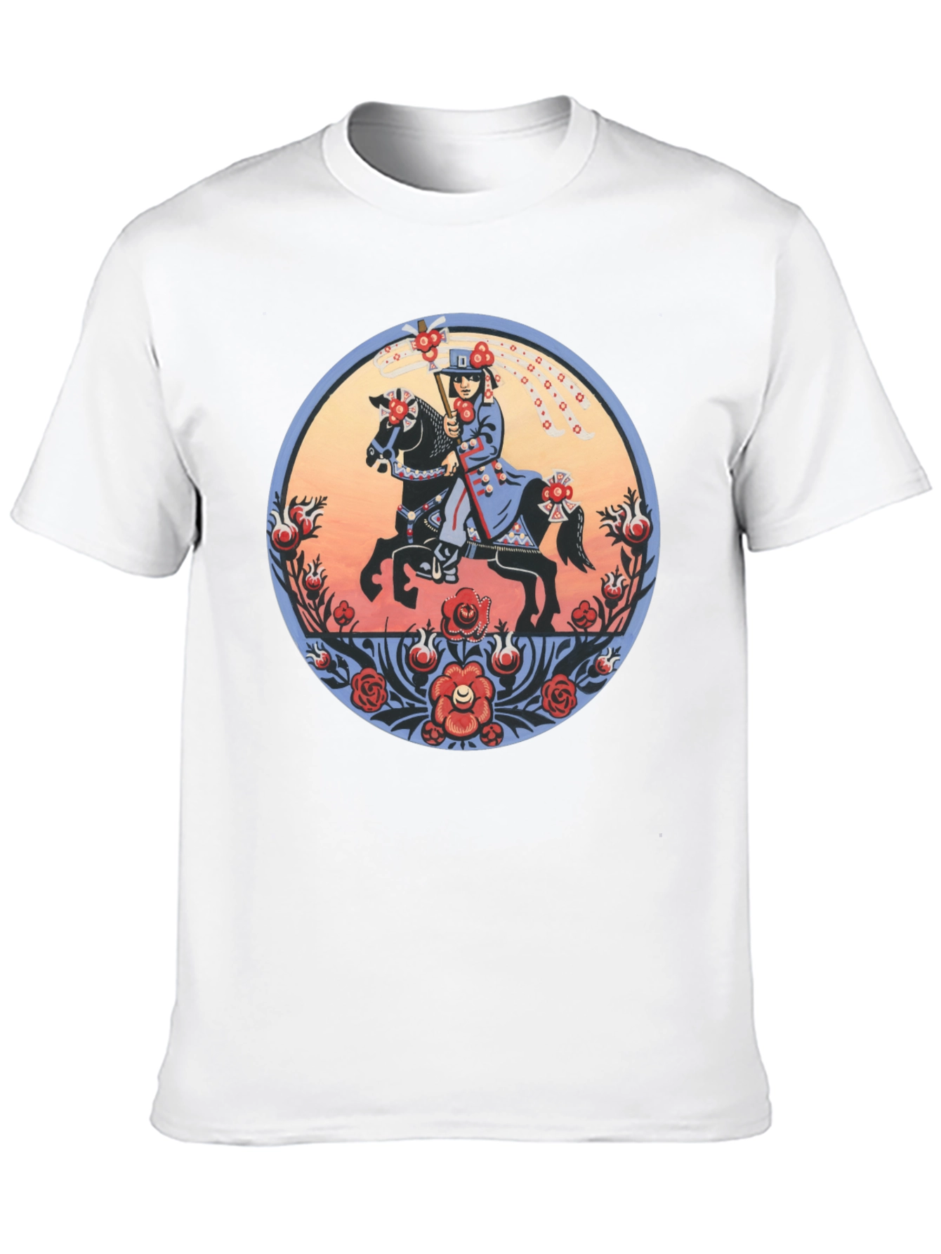 Equestrian Art T-Shirt - Unique Floral Design