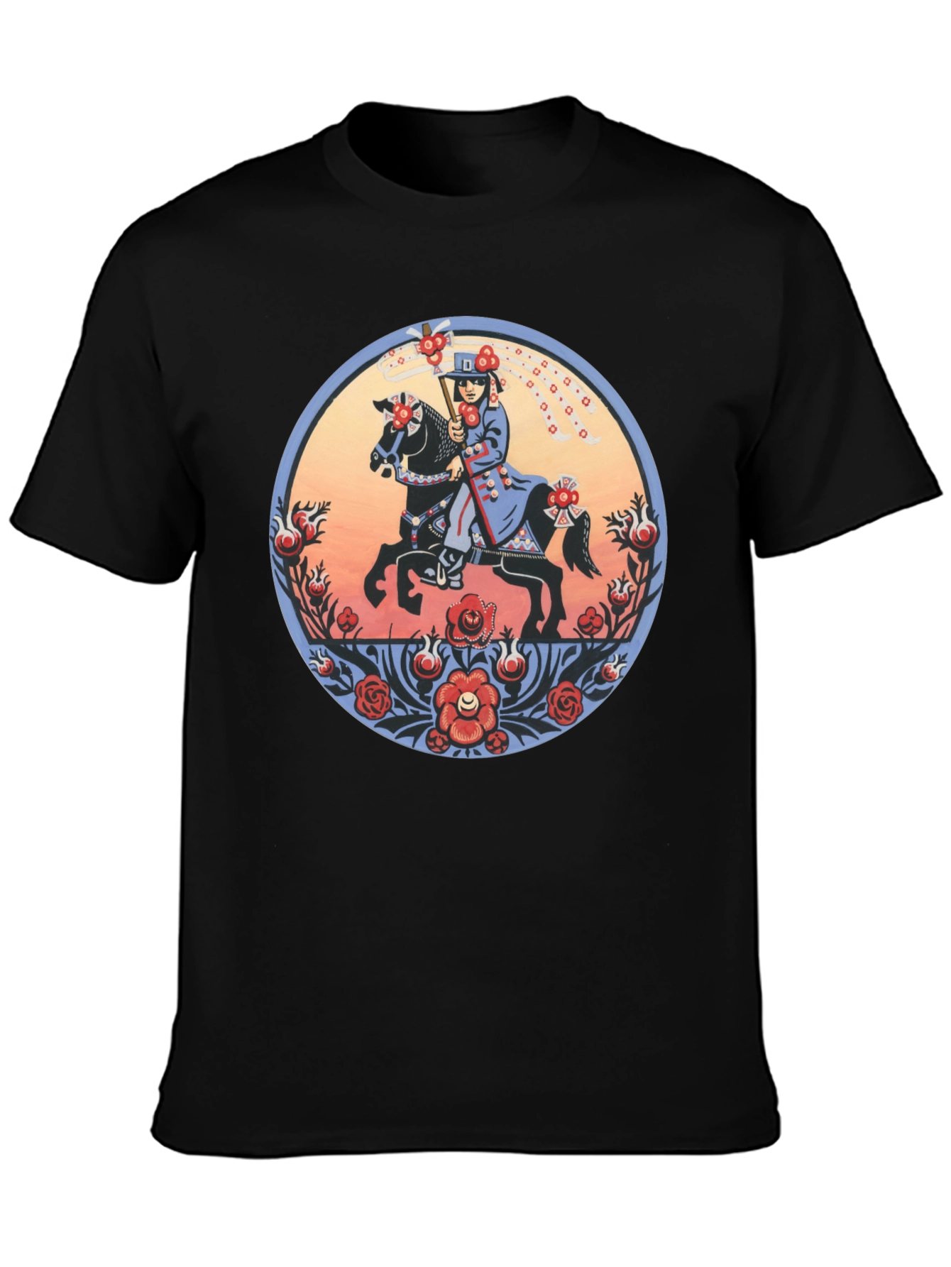 Equestrian Art T-Shirt - Unique Floral Design