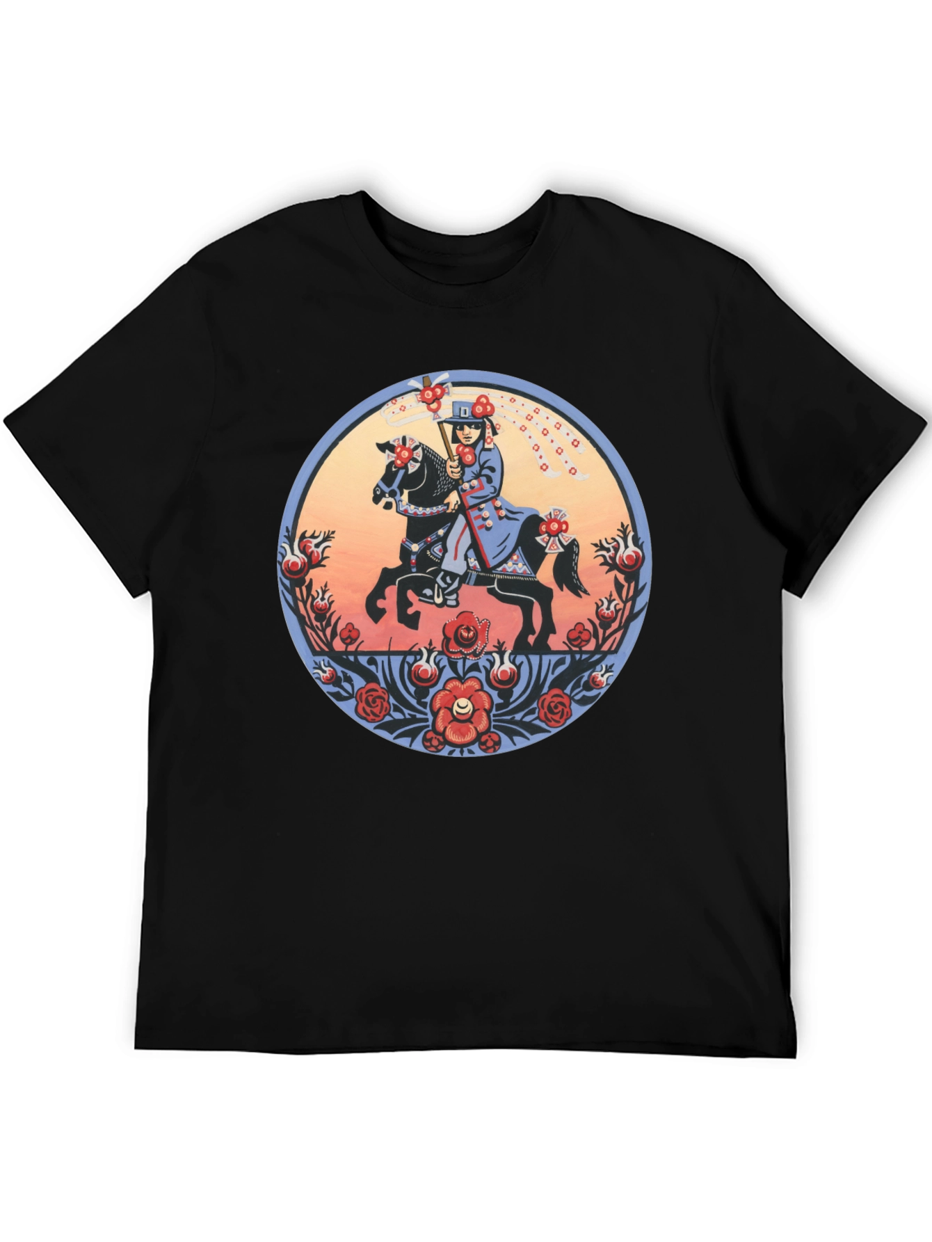 Equestrian Art T-Shirt - Unique Floral Design