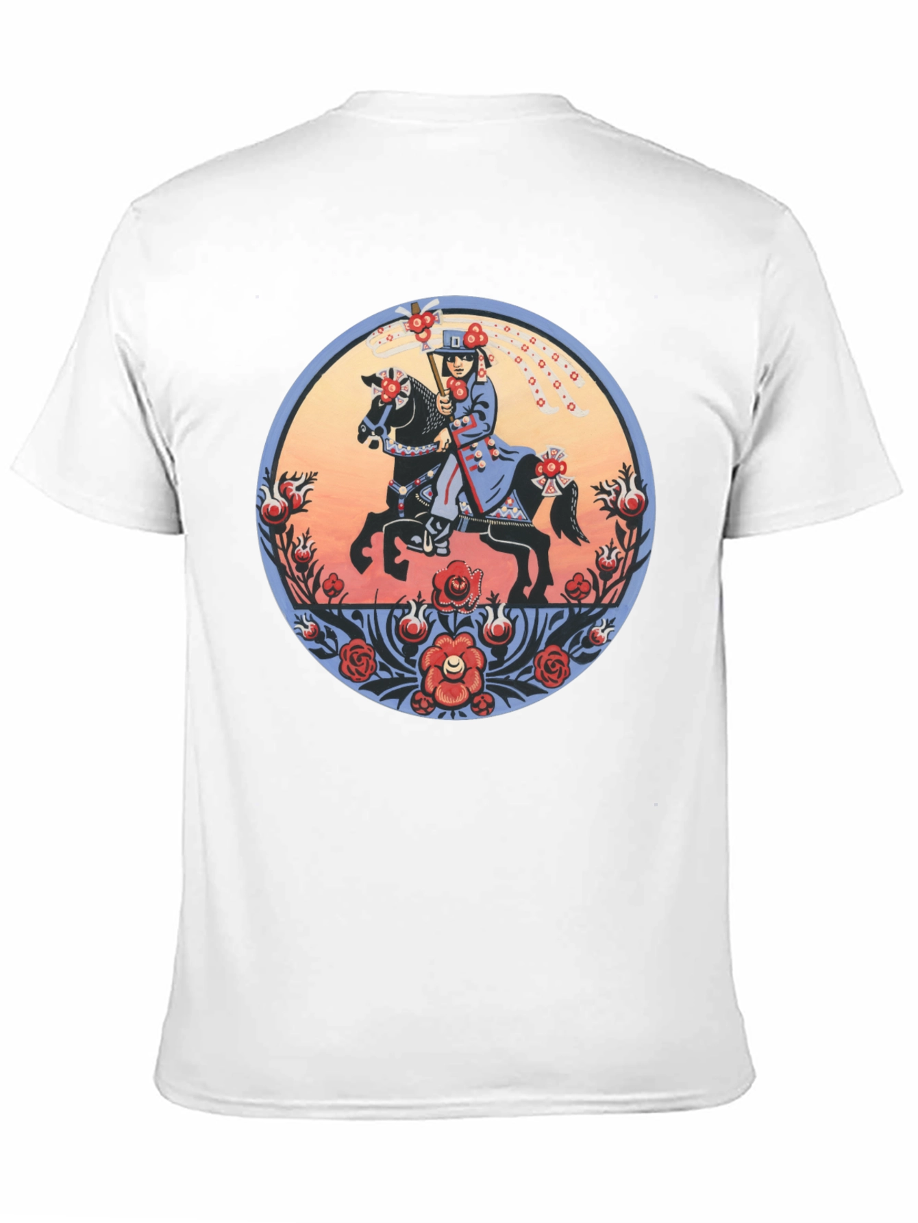 Equestrian Art T-Shirt - Unique Floral Design
