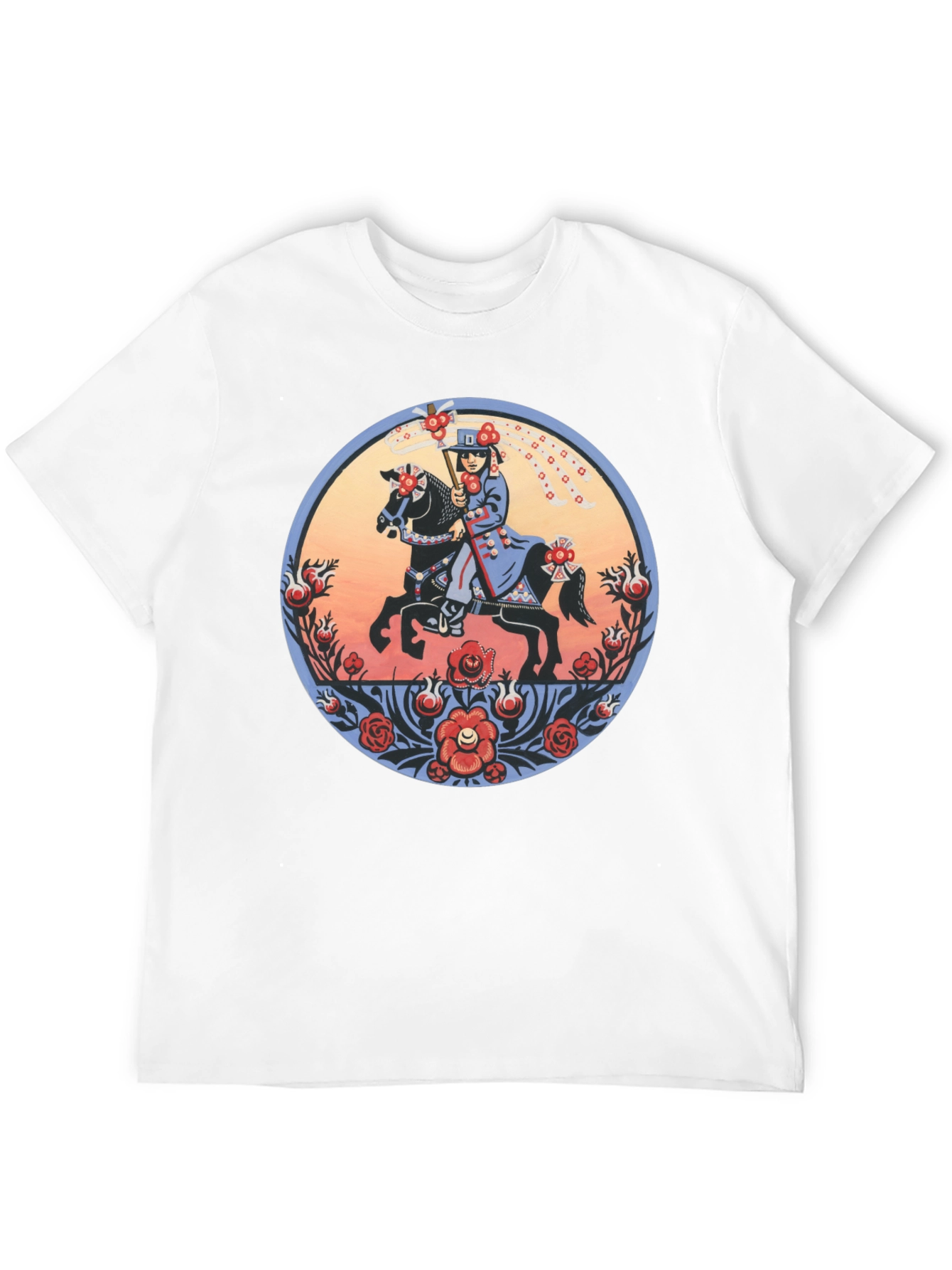 Equestrian Art T-Shirt - Unique Floral Design