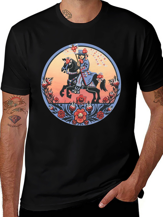 Equestrian Art T-Shirt - Unique Floral Design