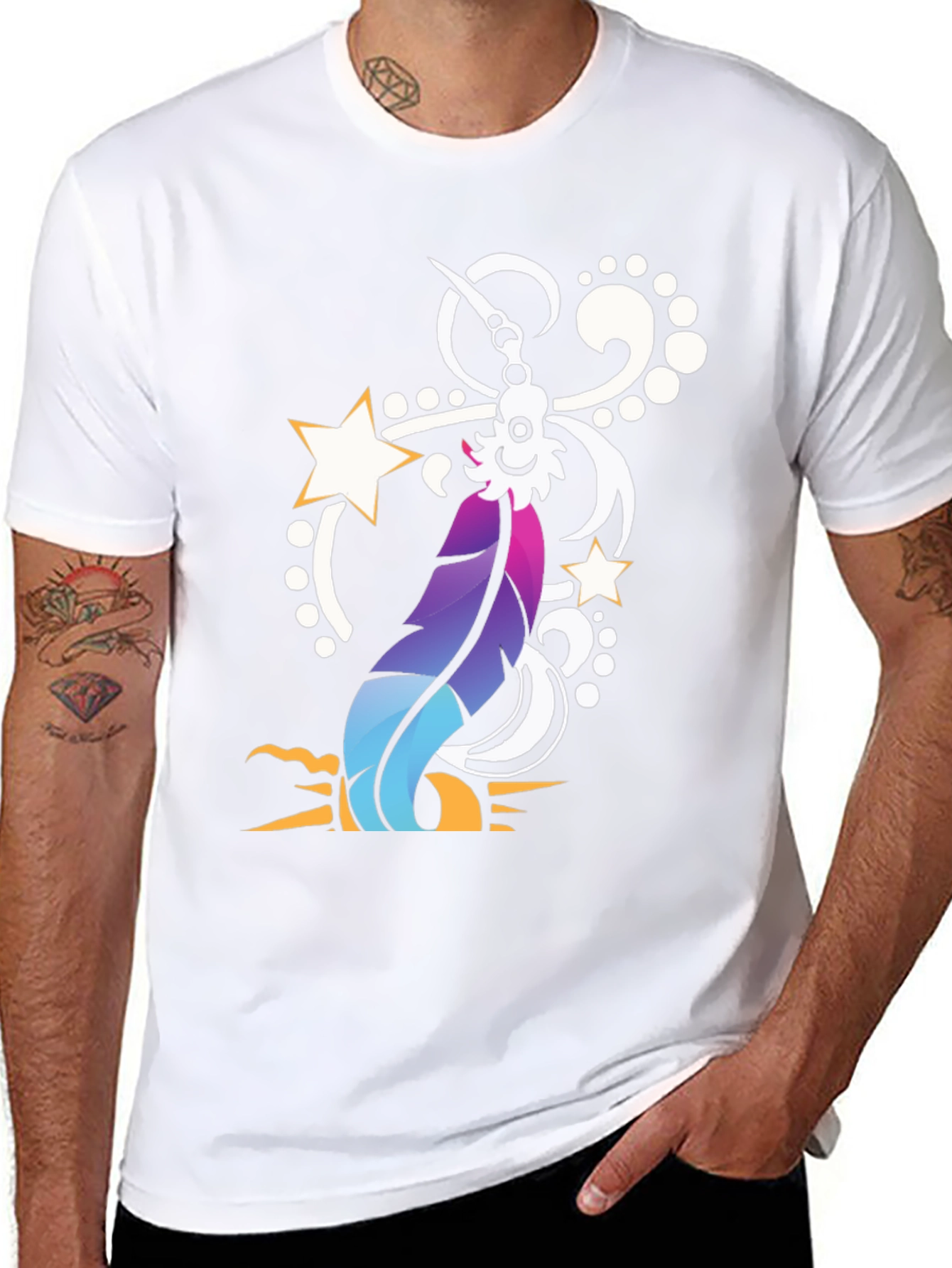 Feather & Star Graphic Tee - Modern Design