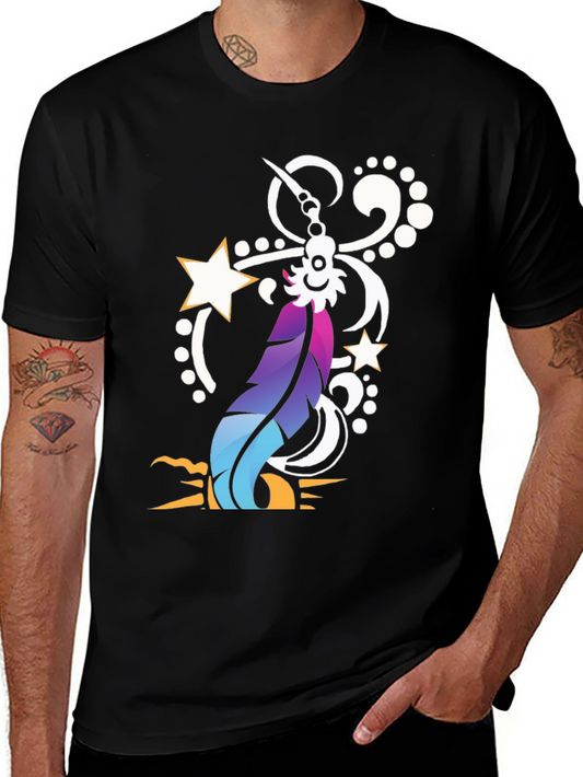 Feather & Star Graphic Tee - Modern Design