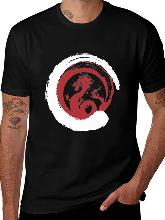 Dragon Zen Circle Graphic Tee - Stylish Menswear