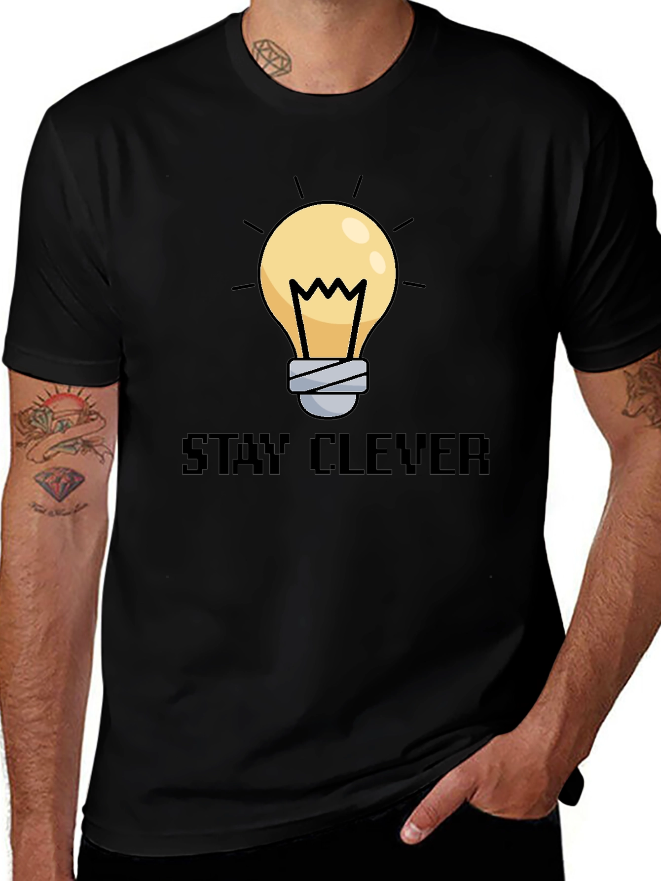 Stay Clever Graphic Tee - Unique Lightbulb Design