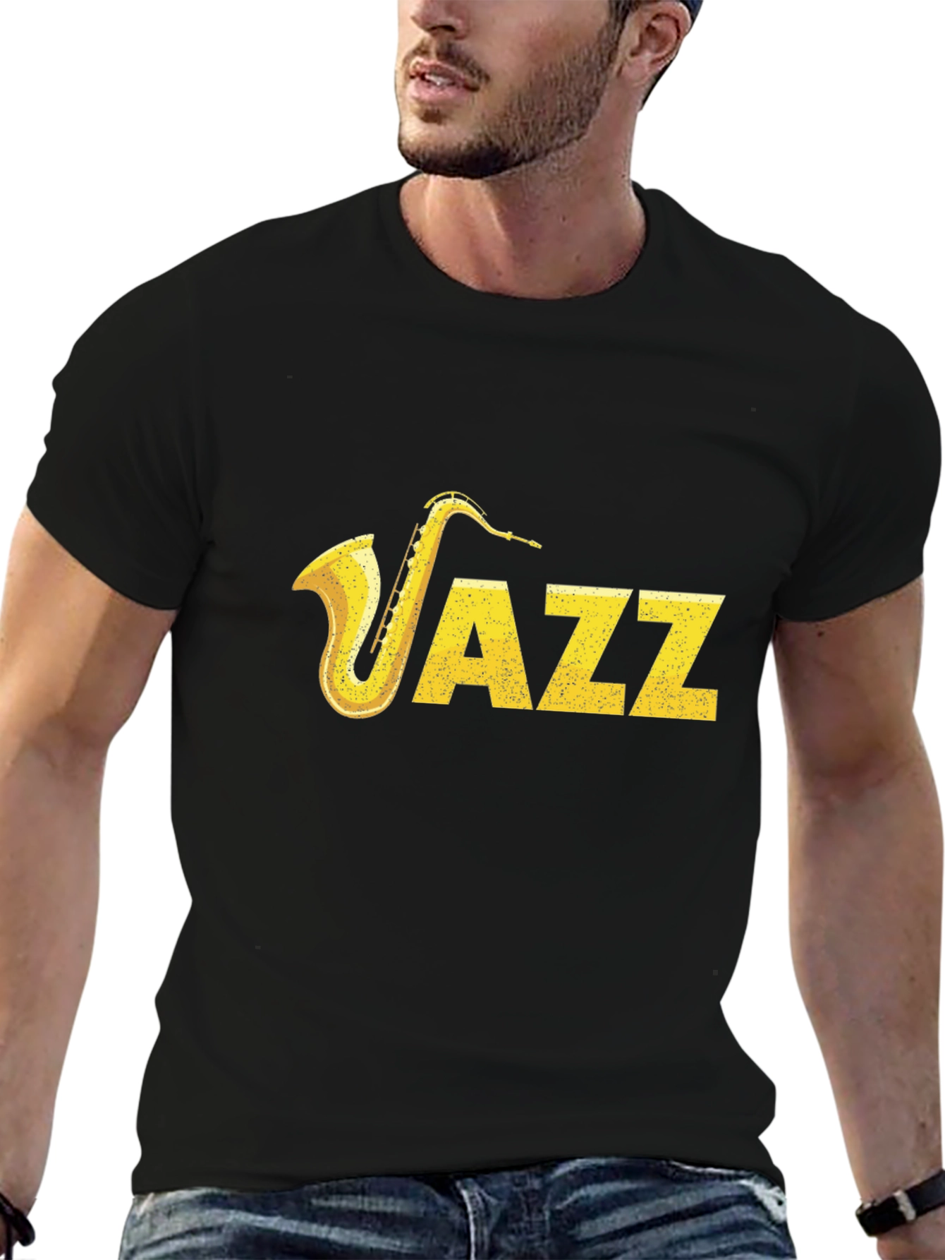 Jazz Saxophone Black T-Shirt - Music Lover Tee
