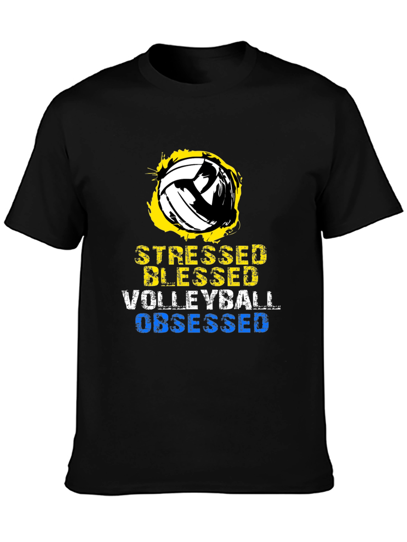 Stressed Blessed Volleyball Obsessed Graphic T-Shirt