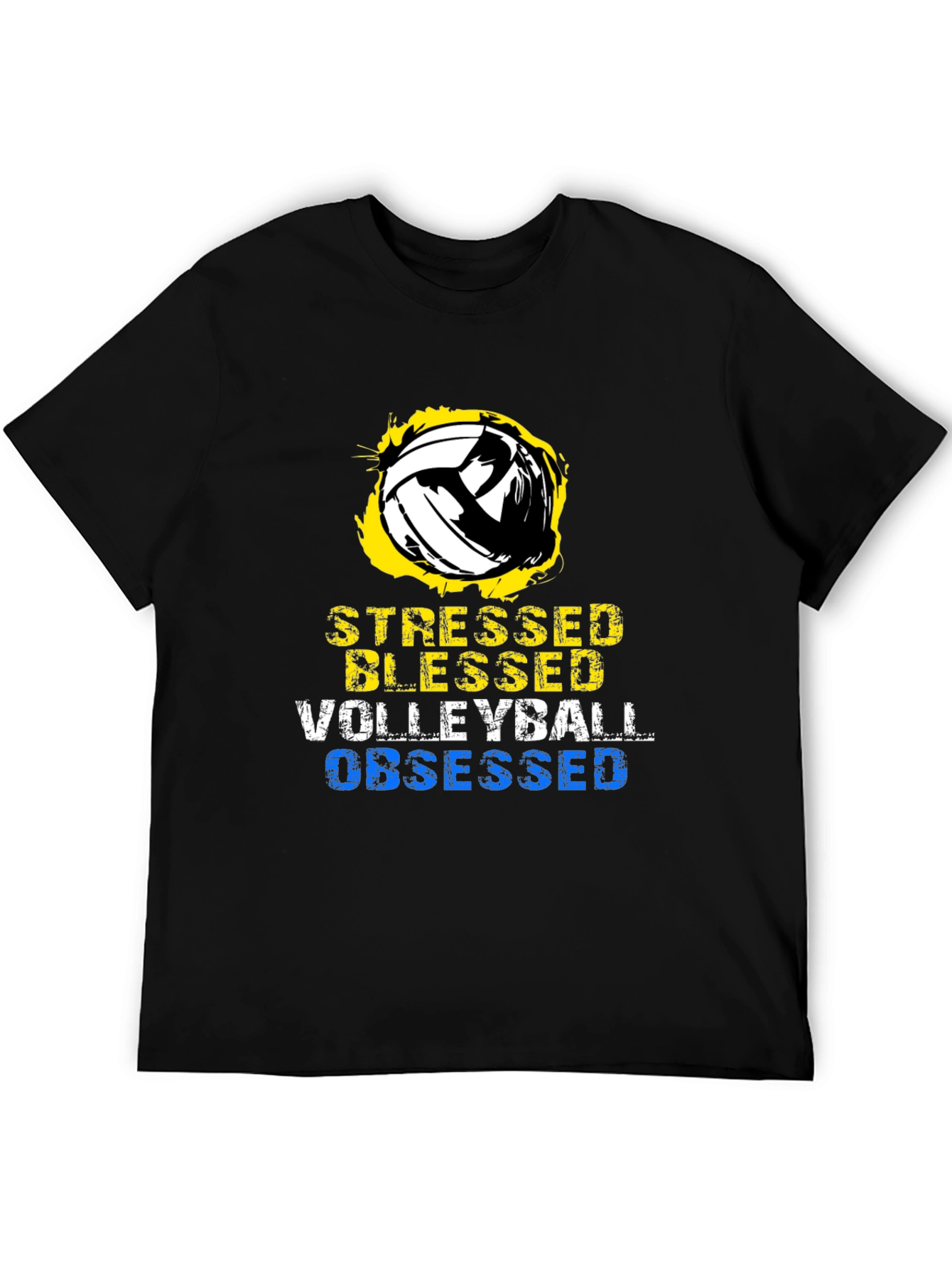 Stressed Blessed Volleyball Obsessed Graphic T-Shirt