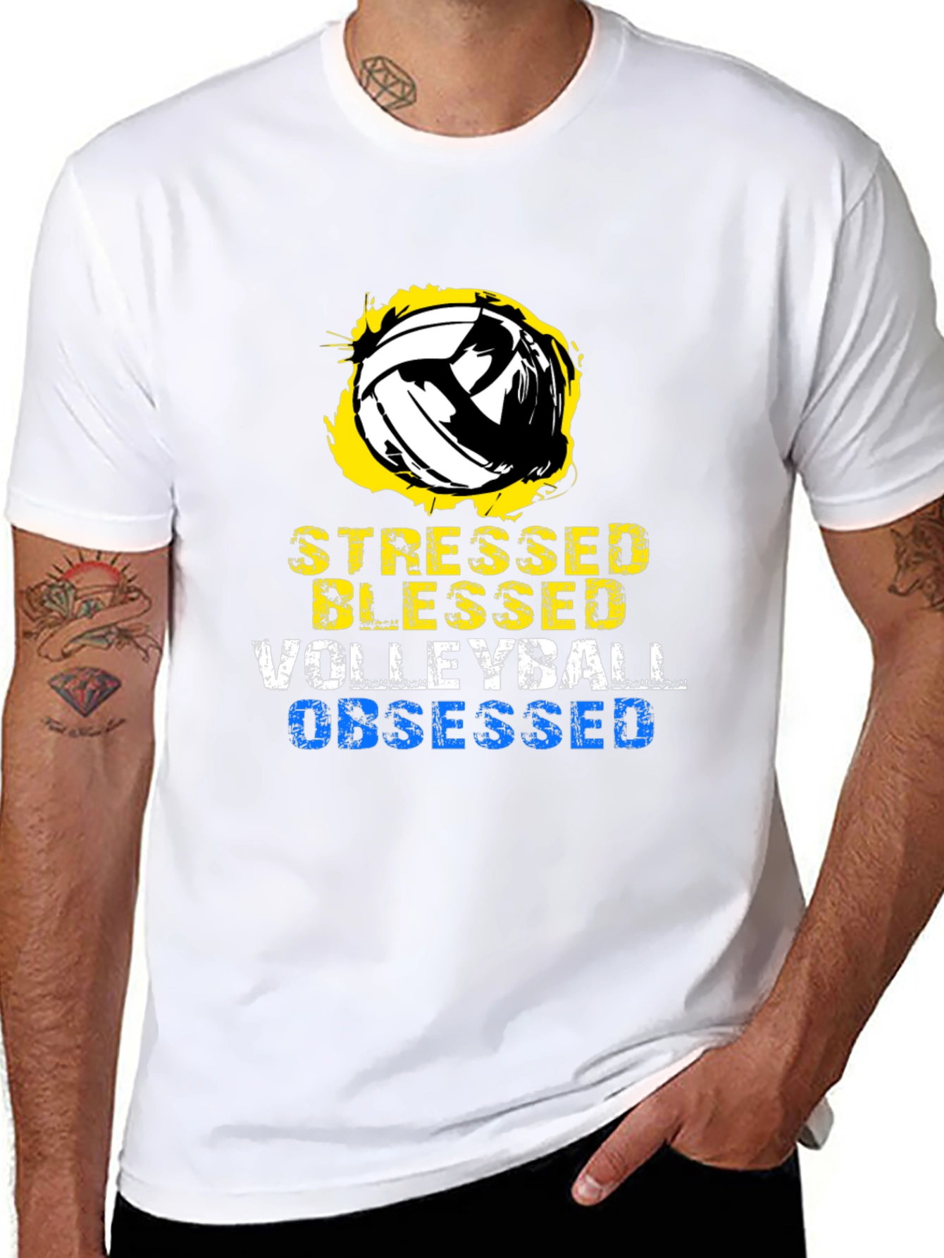 Stressed Blessed Volleyball Obsessed Graphic T-Shirt
