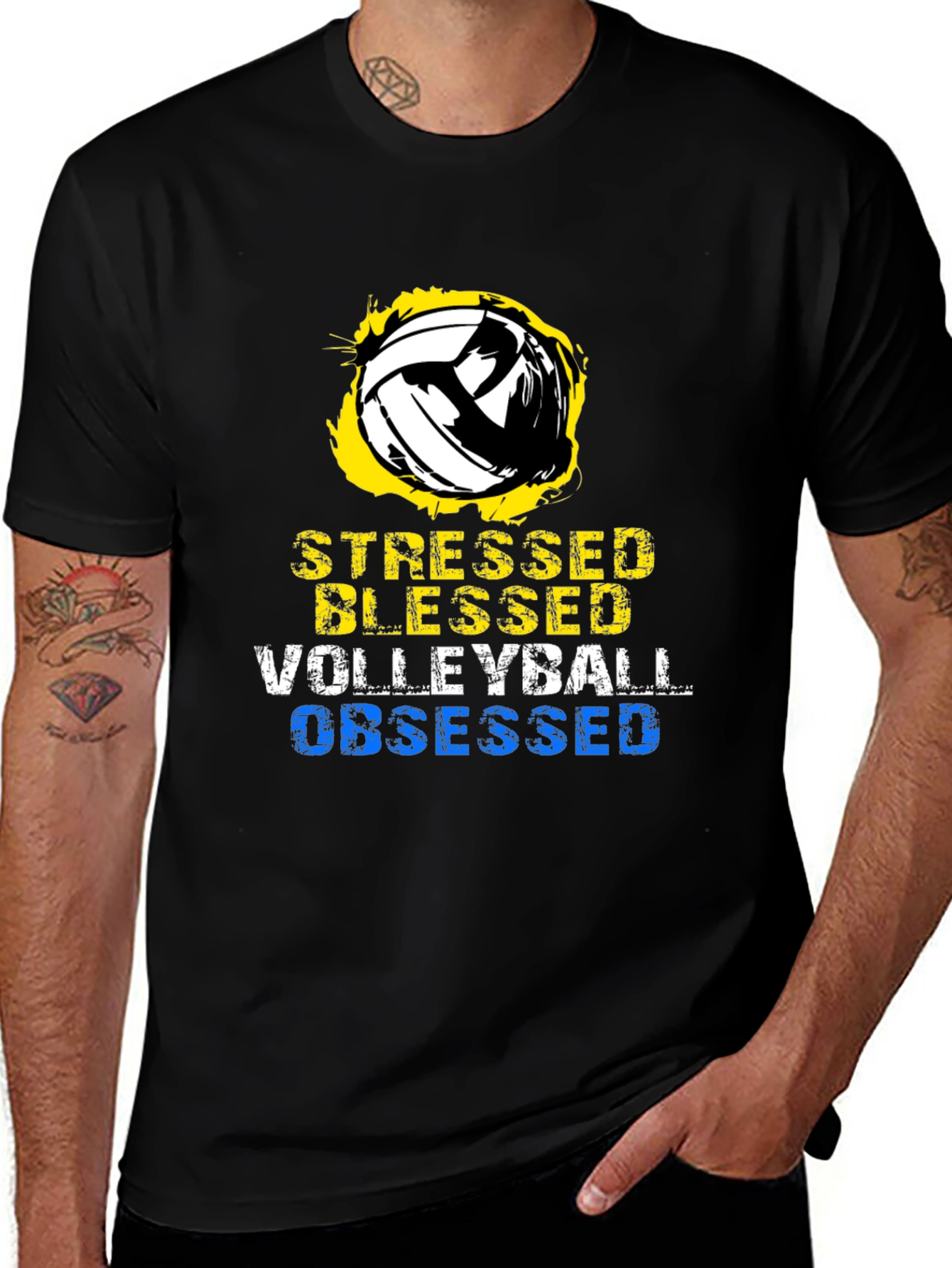 Stressed Blessed Volleyball Obsessed Graphic T-Shirt
