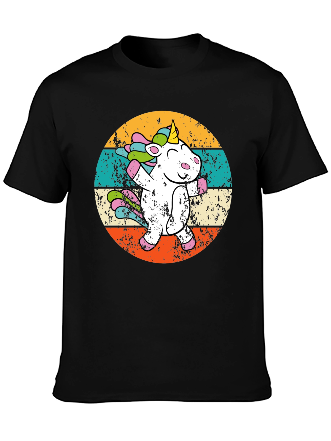 Unicorn Dabbing Retro Black T-Shirt