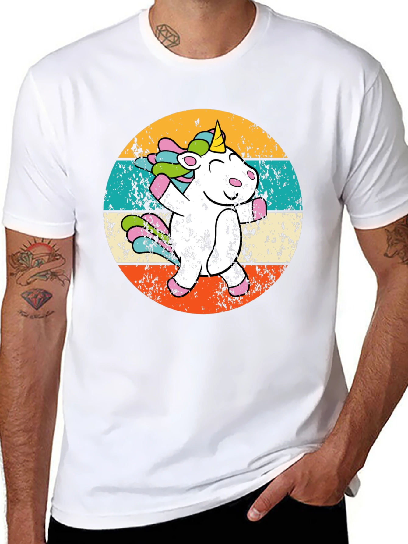Unicorn Dabbing Retro Black T-Shirt