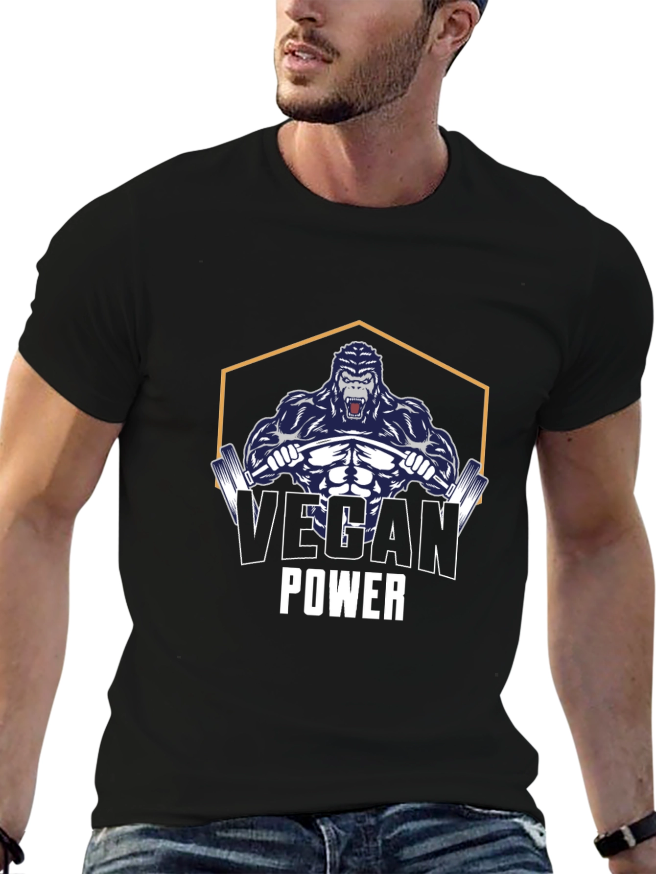 Vegan Power Gorilla Black T-Shirt