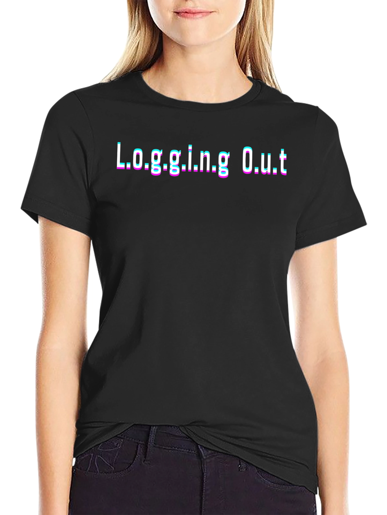 Logging Out T-Shirt - Black Novelty Graphic Tee